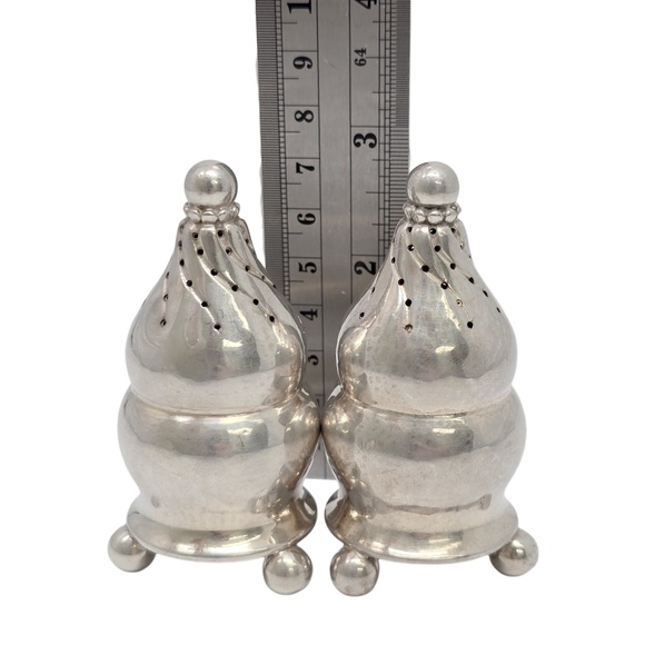 Georg Jensen Denmark Sterling Silver Salt and Pepper Shakers 410 w/Mono #21184 - Picture 10 of 10